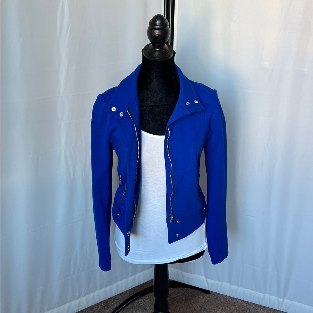 Cache Royal Blue Cropped Motto Jacket - Picture 3 of 8